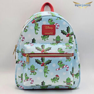 Loungefly Disney Tangled Rapunzel Pascal Holiday Christmas Blue Mini Backpack